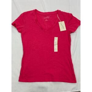 NWT Universal Thread Women's Short Sleeve V-Neck Pink T-Shirt Size S